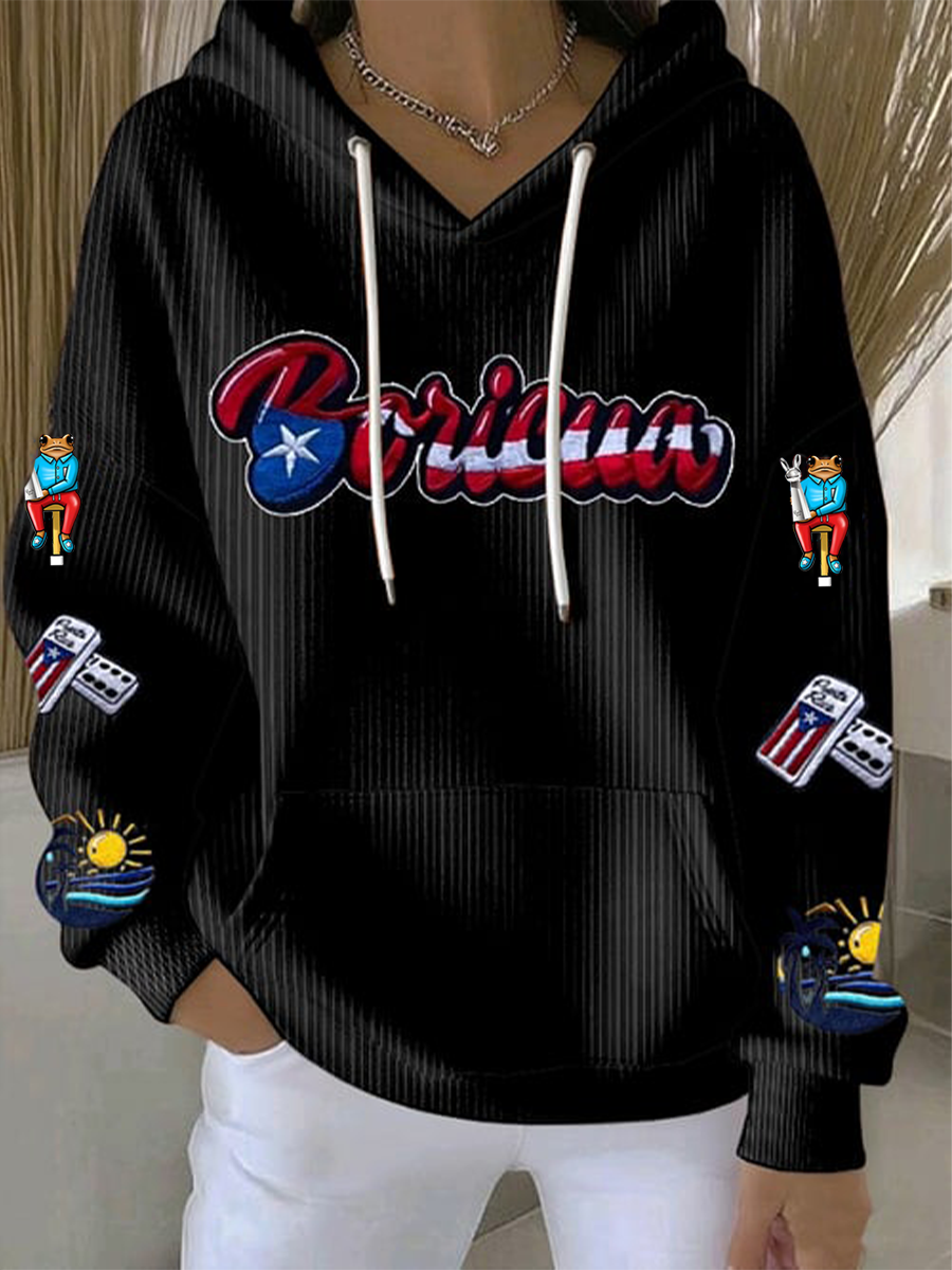 Women's Puerto Rico Print Casual Sweatshirt