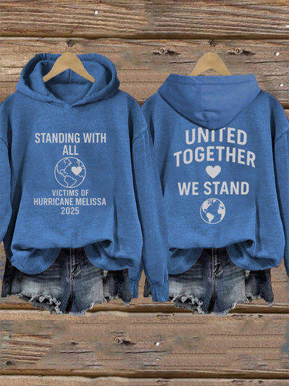 Women's Standing With All Victims Of Hurricane Melissa United Together We Stand Hoodie