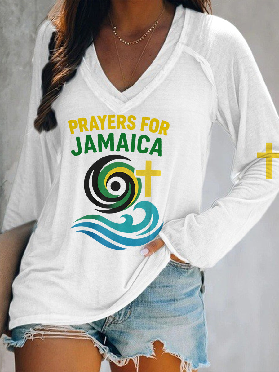 Women's Hurricane Melissa Jamaica Stronger Than The Storm Pray For Jamaica Long-Sleeve T-Shirt