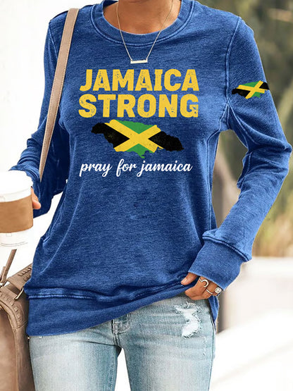 Women's Jamaica Strong Pray For Jamaica Print Sweatshirt Sweatshirt