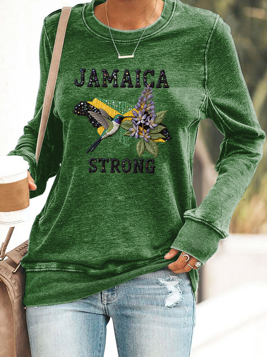Retro Jamaican-Style Relaxed-Fit Long-Sleeve T-Shirt