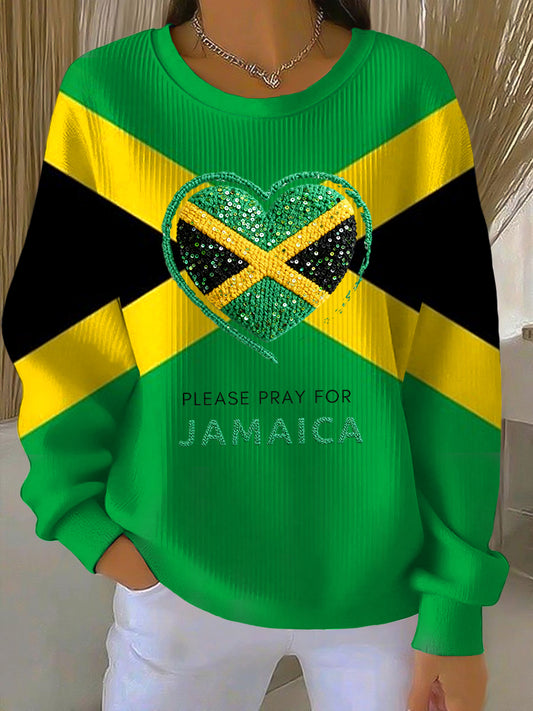Retro Jamaican Flag Prayer Crewneck Sweatshirt