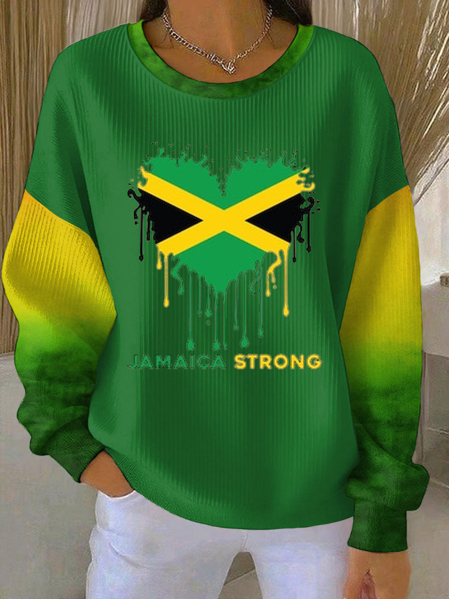 Women's Jamaica strong Ribbed Round-Neck Sweatshirt