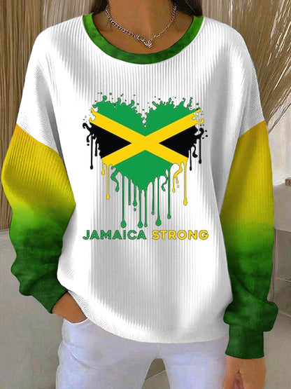 Women's Jamaica strong Ribbed Round-Neck Sweatshirt