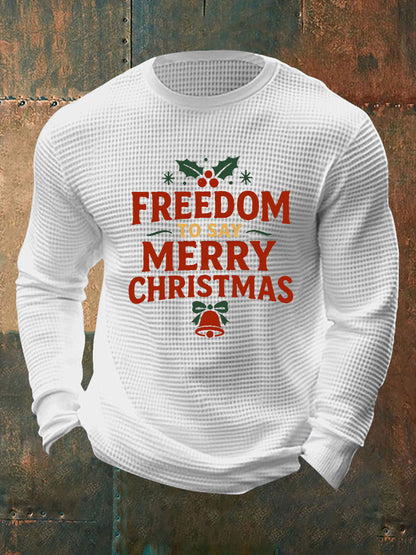 Men's Freedom to Say Merry Christmas Waffle Long Sleeve T-Shirt