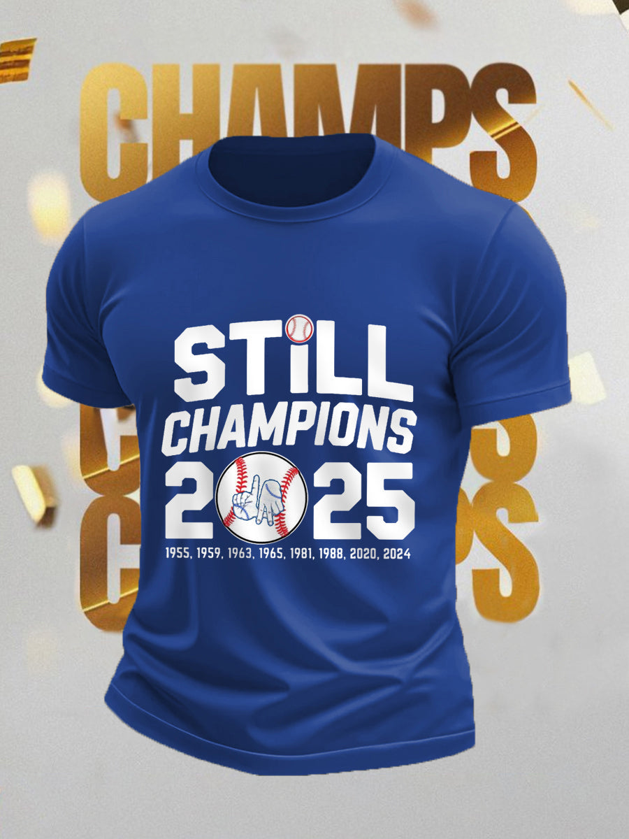 Men's Baseball World Series Champions 2025 Print Casual Tee
