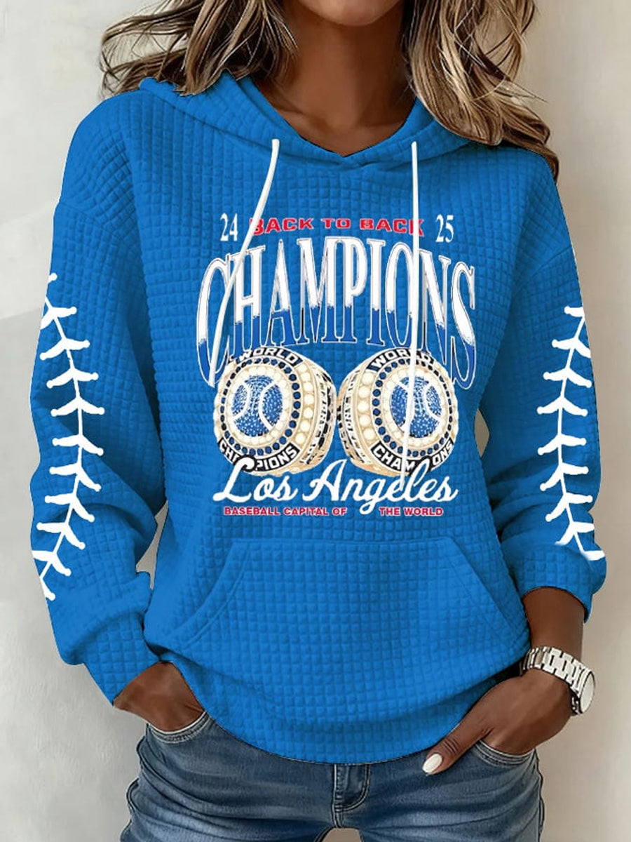 Women's Baseball World Series Still Champions 2025 Print Casual Waffle Hoodie