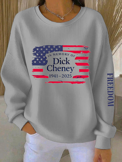Women's Freedom Dick Cheney: Lead, Fallow Or Get Out Of The Way Ribbed Round-Neck Sweatshirt