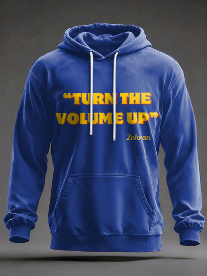 Men's Turn the Volume Up Zohran Mamdani NYC Printed Hoodie
