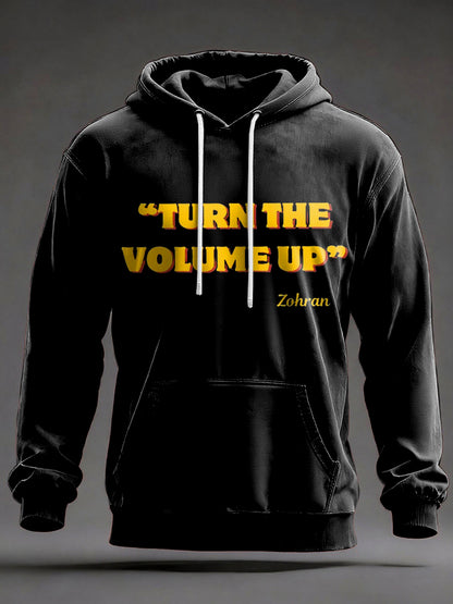 Men's Turn the Volume Up Zohran Mamdani NYC Printed Hoodie