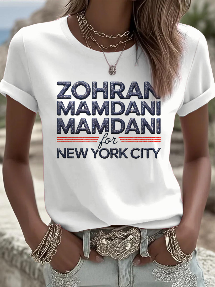 Women's White Support Zohran Mamdani Short-Sleeve T-Shirt