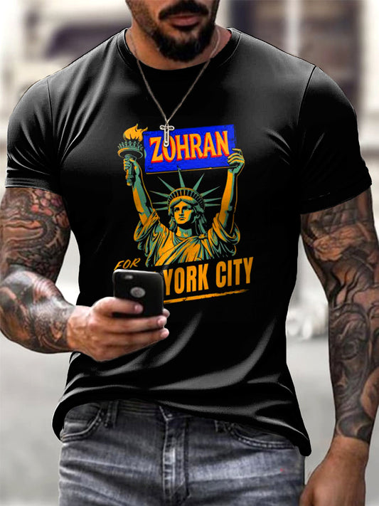 Men's Statue of Liberty Zohran Mamdani Short-Sleeve Shirt