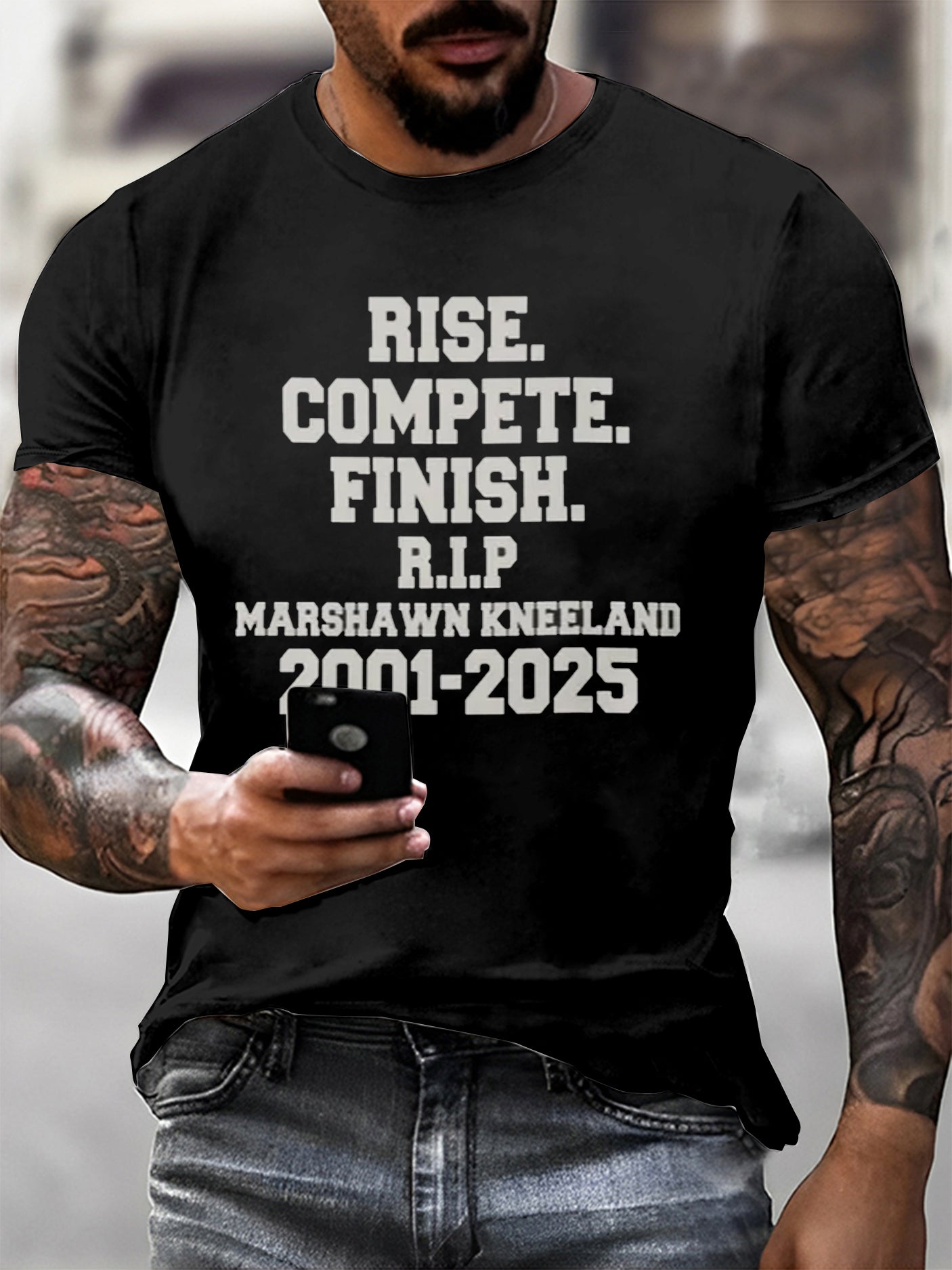 Men's Marshawn Kneeland Printed Vintage Fashion Loose Short Sleeve T-Shirt