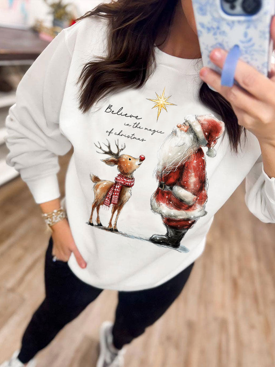 Women's Santa And Christmas Reindeer Sweatshirt