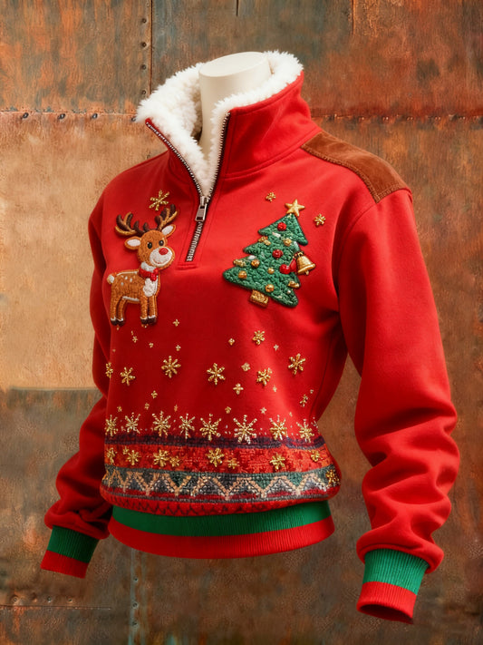 Women's Retro Christmas Printed Sweatshirt