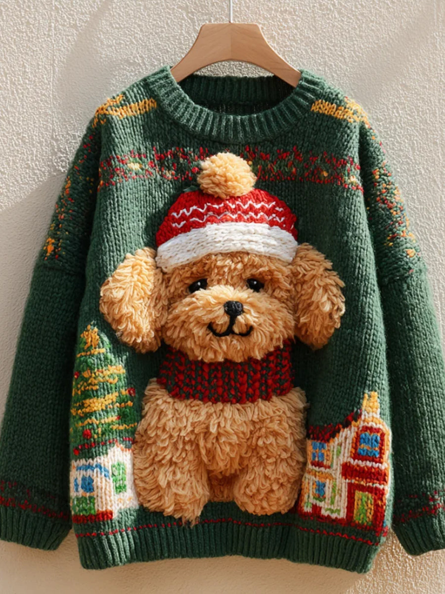 Retro Casual Christmas Animal Print Comfortable Knit Sweater
