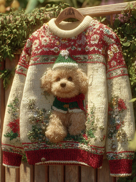 Retro Casual Christmas Animal Print Comfortable Knit Sweater