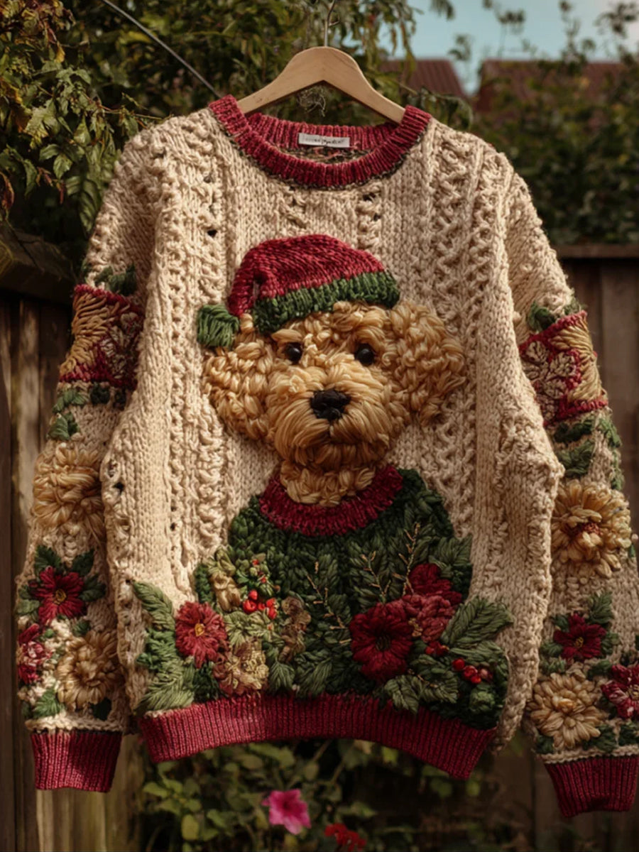 Retro Casual Christmas Animal Print Comfortable Knit Sweater