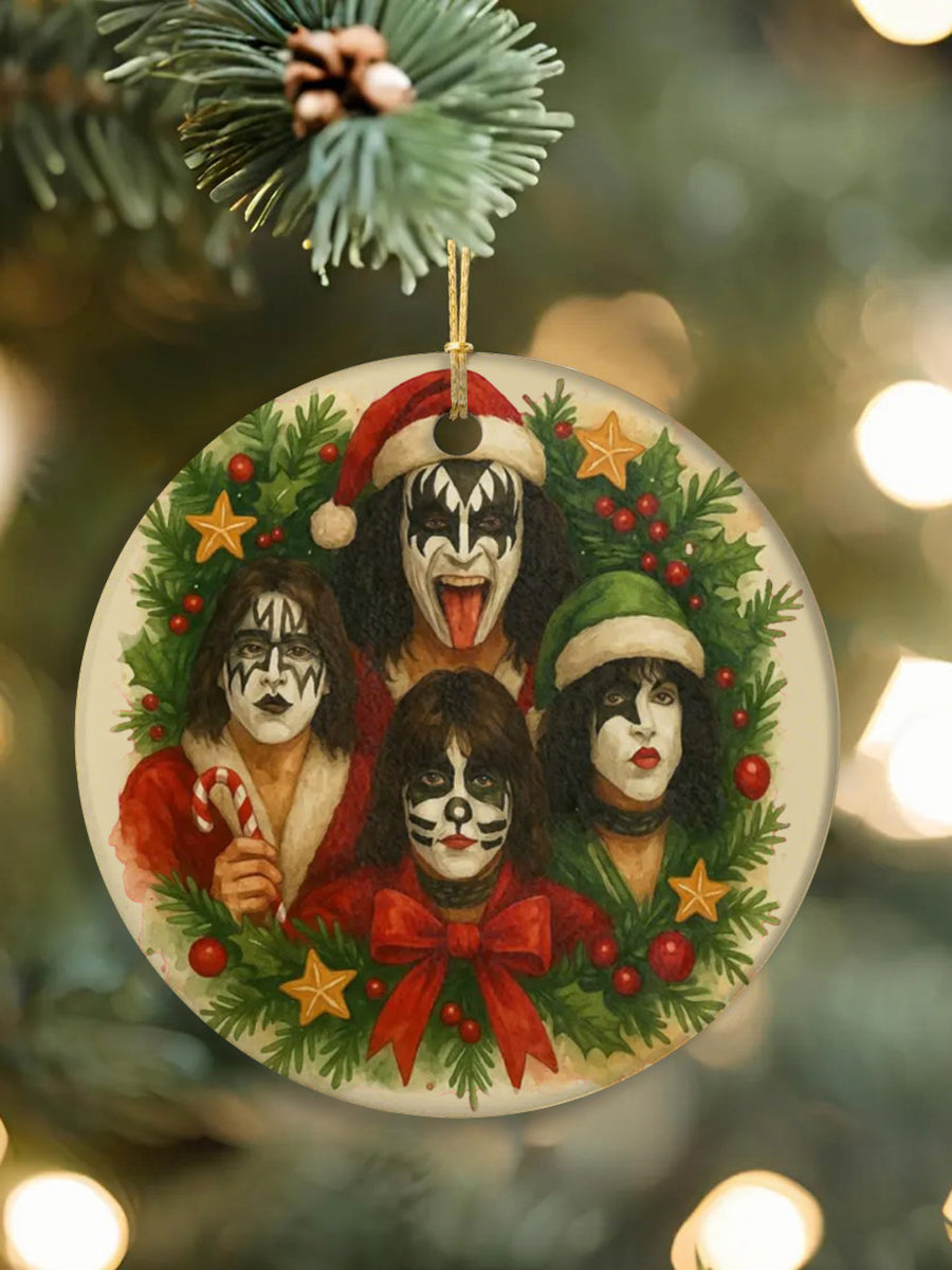 Rock Band Merry Christmas Printed Acrylic Decorative Ornament