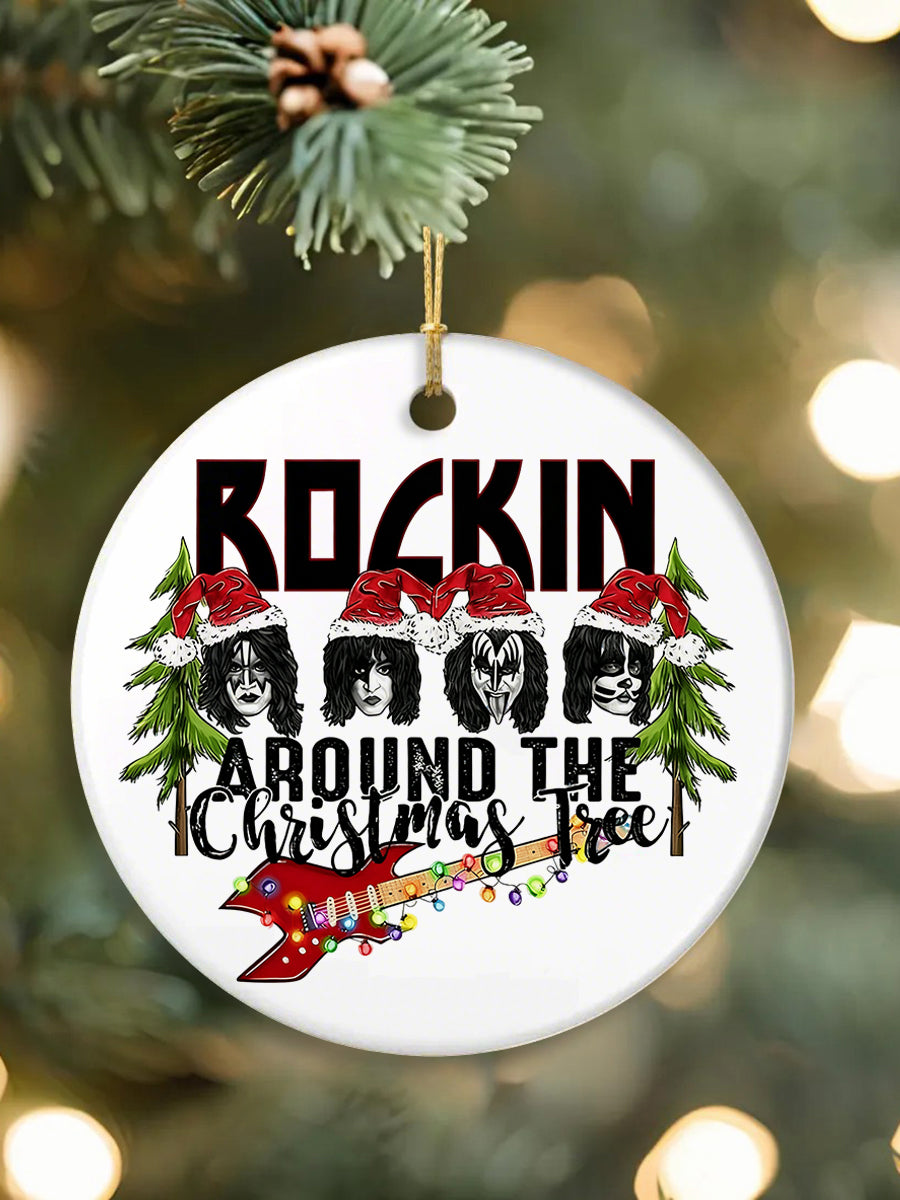 Rock Band Merry Christmas Printed Acrylic Decorative Ornament