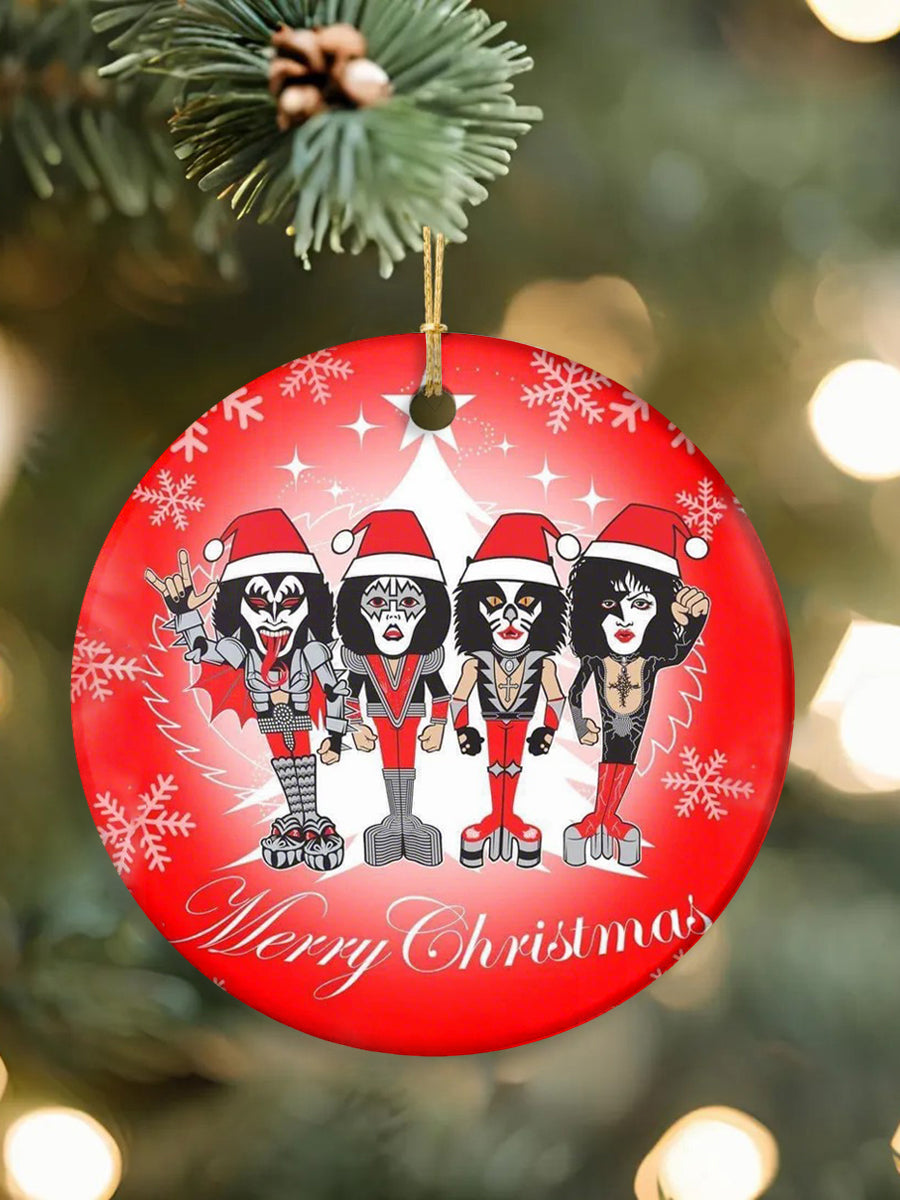 Rock Band Merry Christmas Printed Acrylic Decorative Ornament