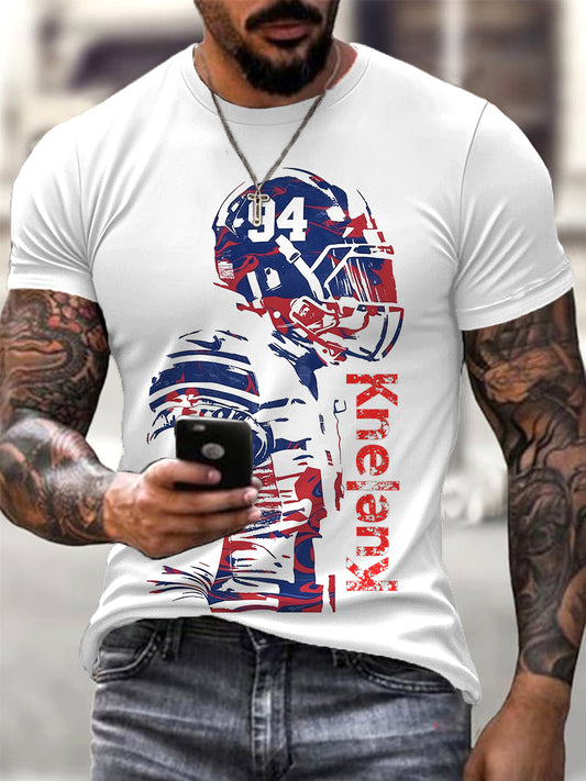 Men's White Printed Marshawn Kneeland casual T-Shert