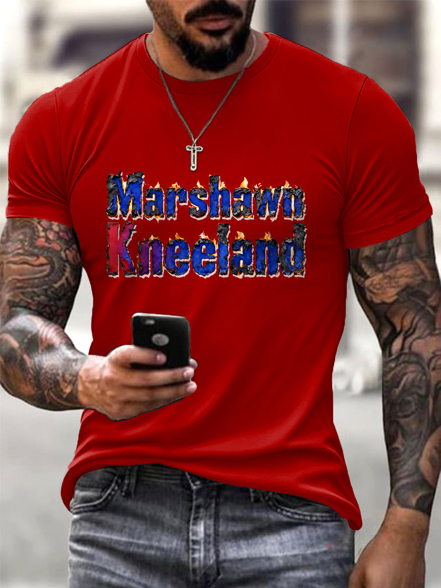 Men's red printed Marshawn Kneeland casual short-sleeved shirt