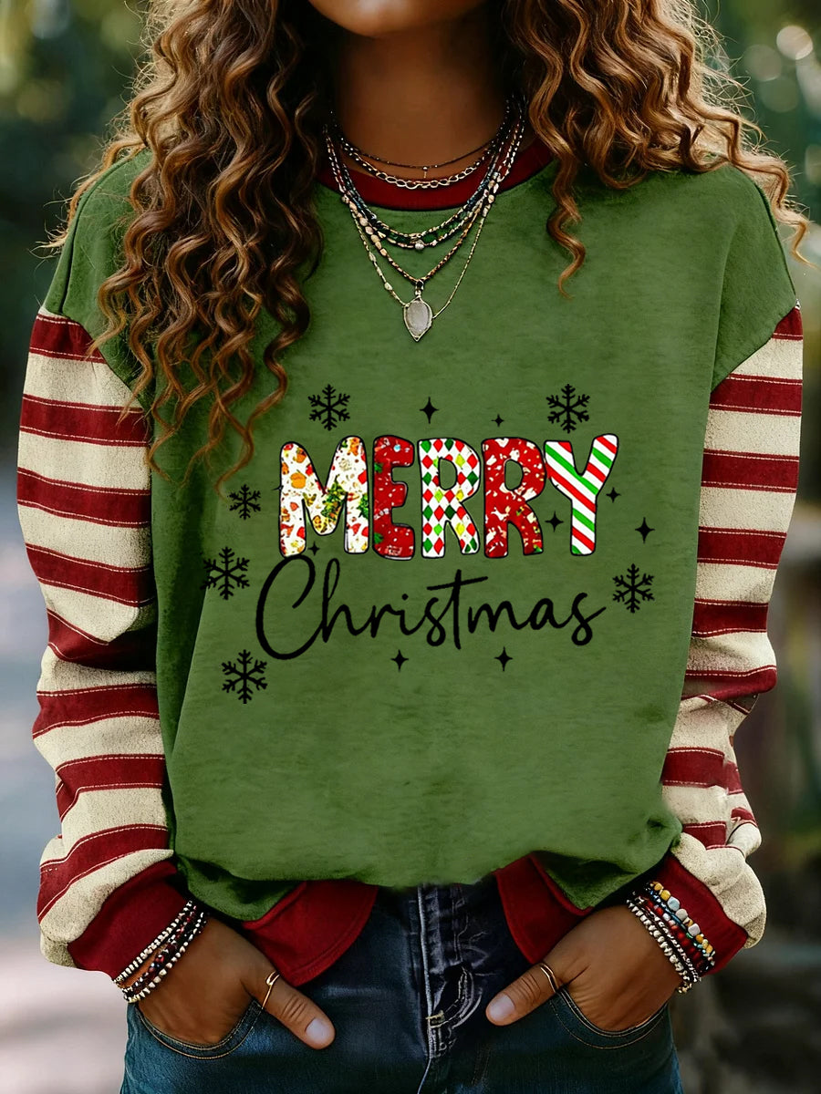 Women's Merry Christmas Print Casual Sweatshirt