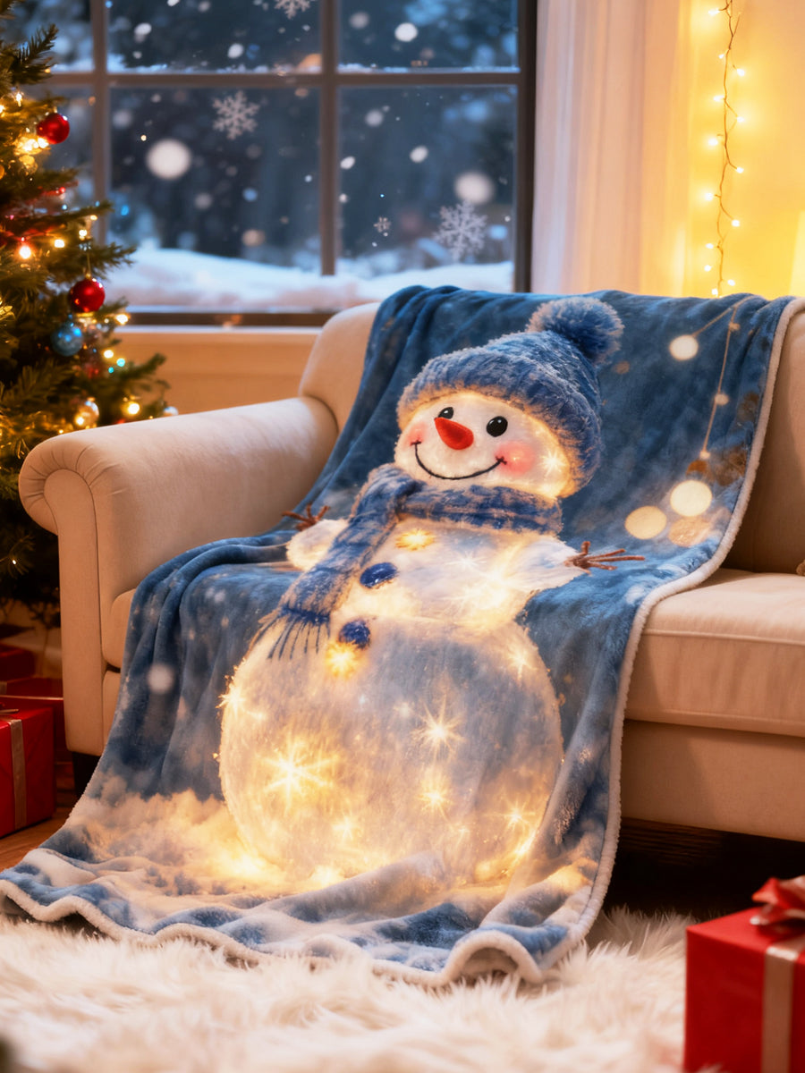 Cute Christmas Snowman Flannel Blanket