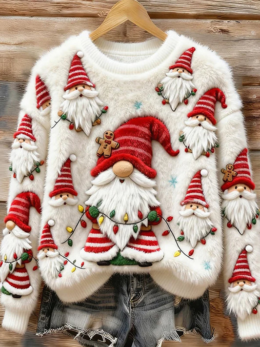 Women's Retro Animal Christmas Art Print Casual Flannel Top