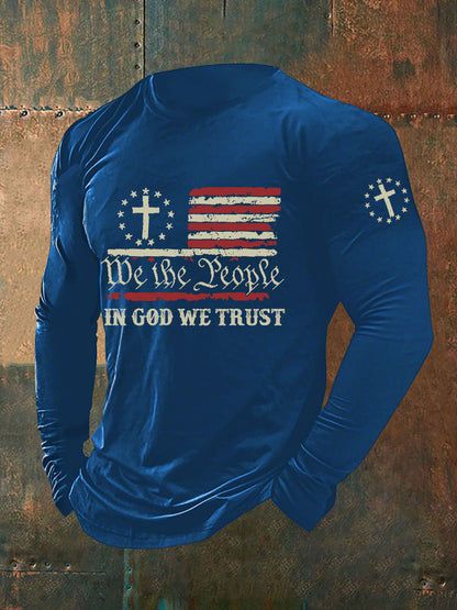 Men's In God We Trust Printed Long Sleeve T-Shirt