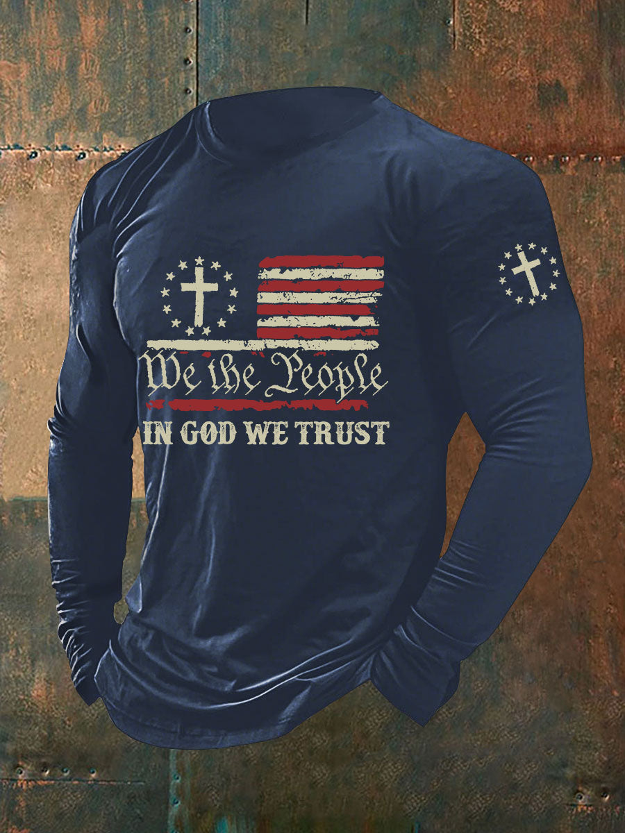 Men's In God We Trust Printed Long Sleeve T-Shirt
