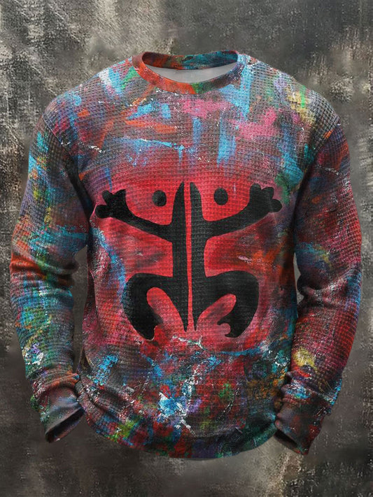 Men's Puerto Rico Taino Art Printed Waffle Tops