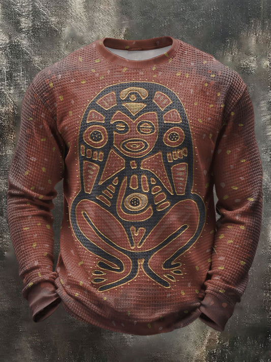 Men's Puerto Rico Taino Art Printed Waffle Tops