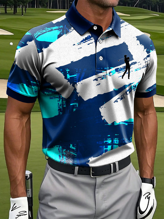 Men's Vintage Abstract Graffiti Casual Golf Short-Sleeve Polo Shirt