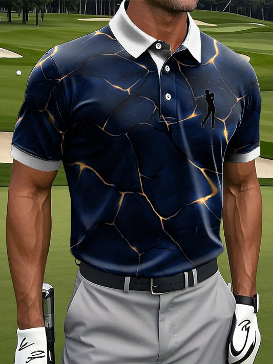 Men's Vintage Abstract Texture Casual Golf Polo Shirt