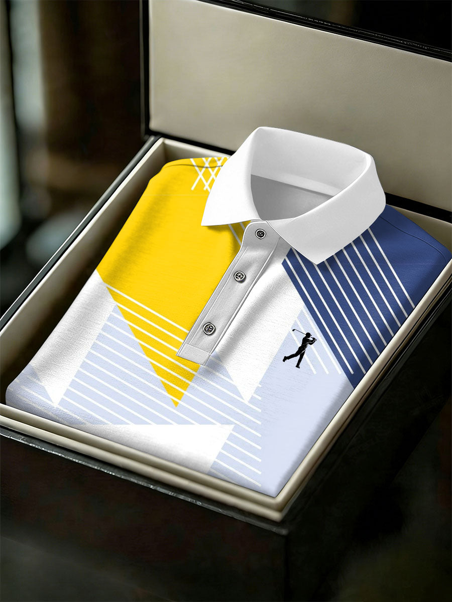 Men's Vintage Business Style Printed Casual Polo Shirt