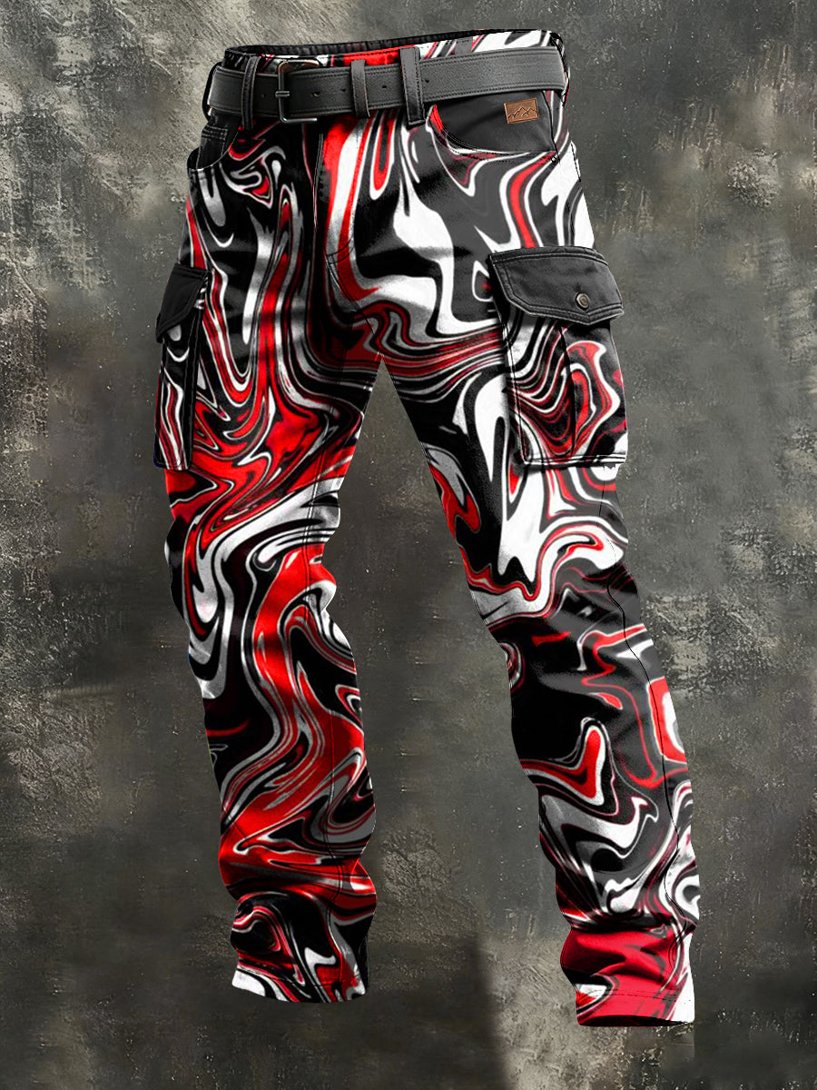 Men's Retro Vacation Business Art Print Casual Workwear Trousers