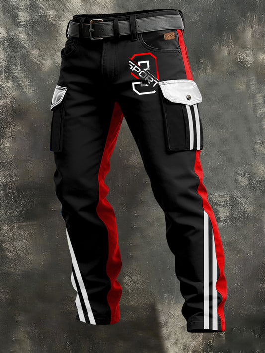 Men's Retro Vacation Business Art Print Casual Workwear Trousers