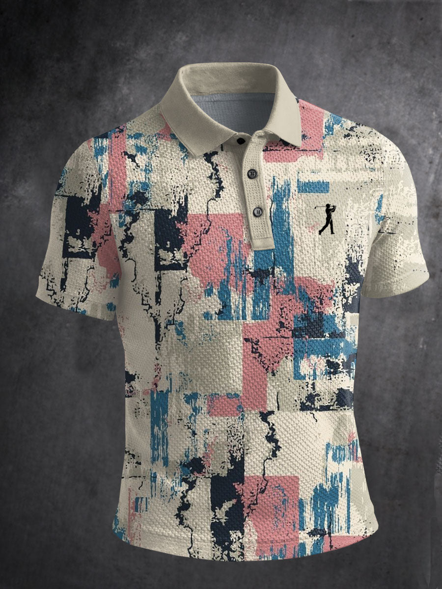 Men's Vintage Business Style Printed Casual Polo Shirt