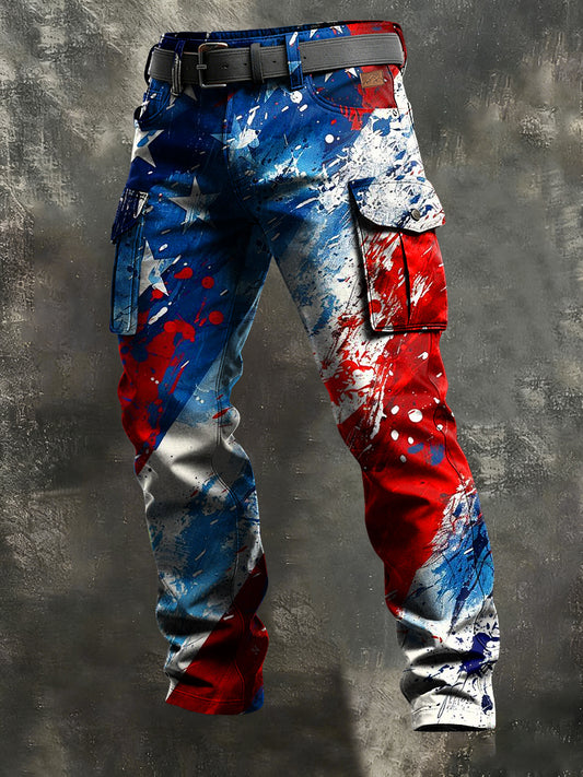 Men's Retro Vacation Business Art Print Casual Workwear Trousers