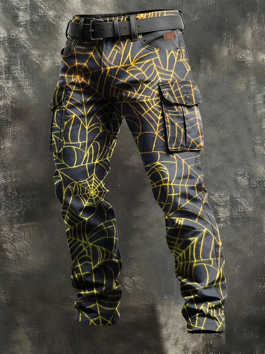 Men's Retro Vacation Business Art Print Casual Workwear Trousers