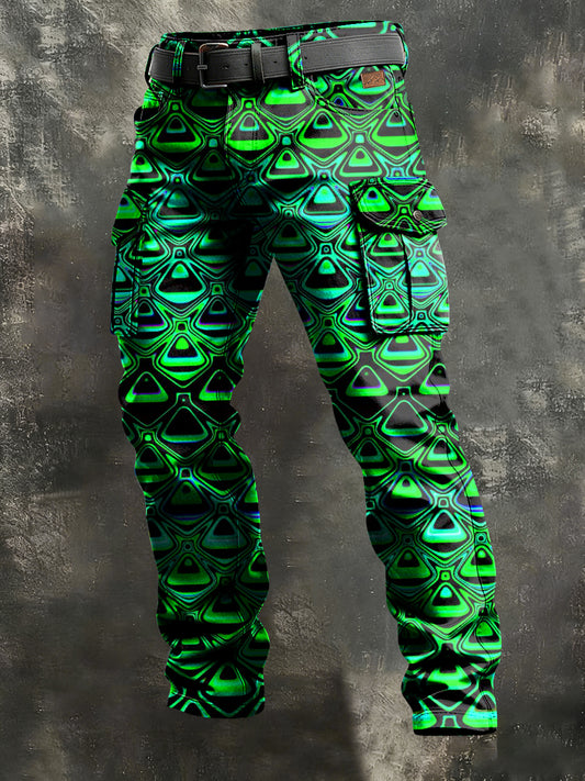 Men's Retro Vacation Business Psychedelic Art Print Casual Workwear Trousers