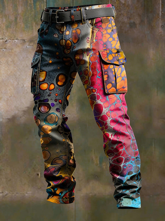 Men's Retro Vacation Business Psychedelic Art Print Casual Workwear Trousers