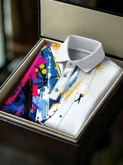 Men's Vintage Business Style Printed Casual Polo Shirt