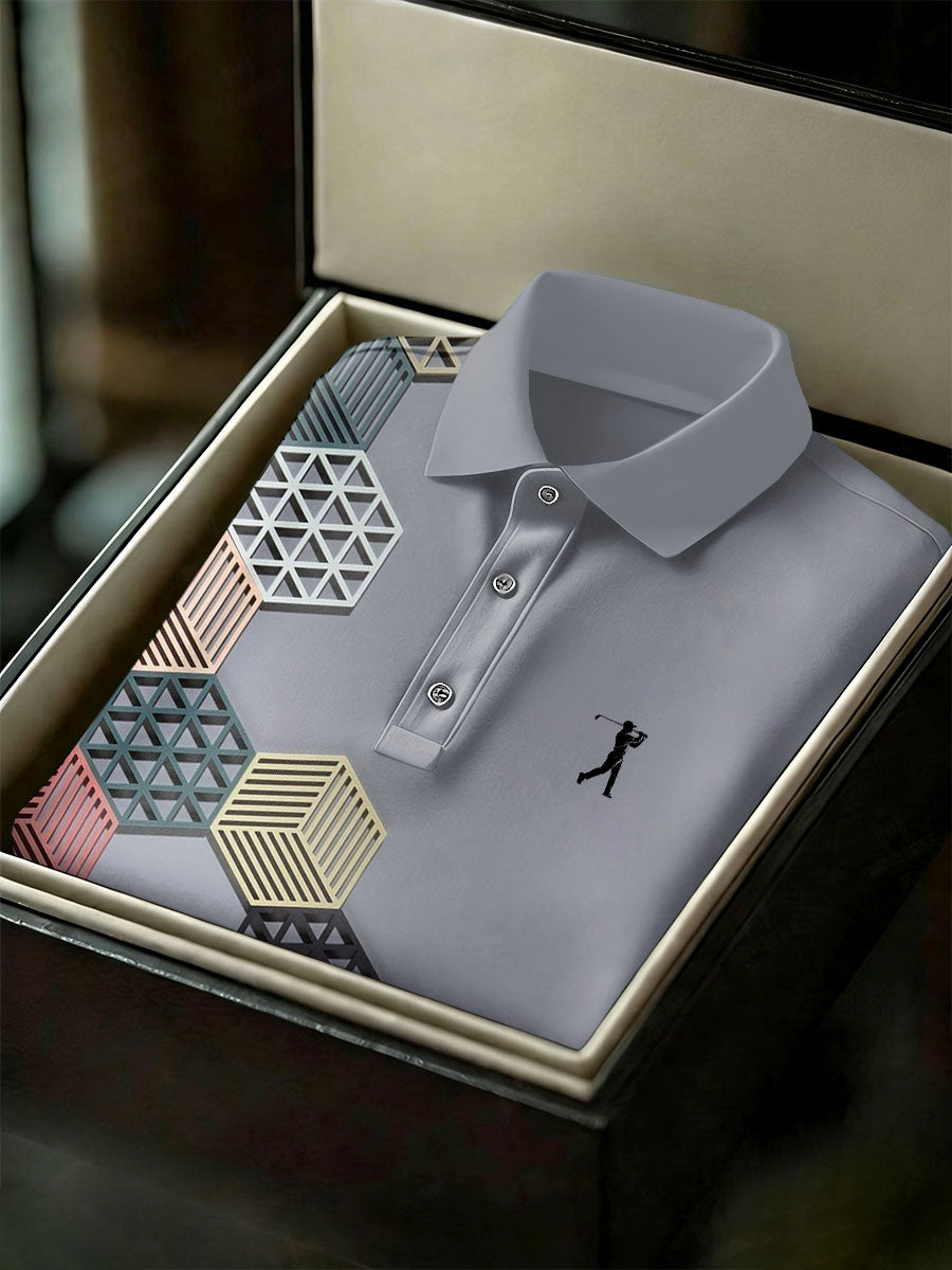 Men's Vintage Business Style Printed Casual Polo Shirt