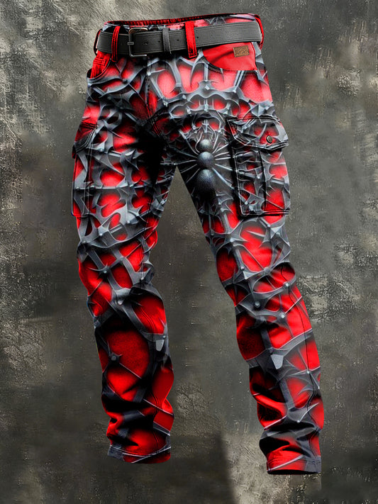 Men's Retro Vacation Business Spider Art Print Casual Workwear Trousers