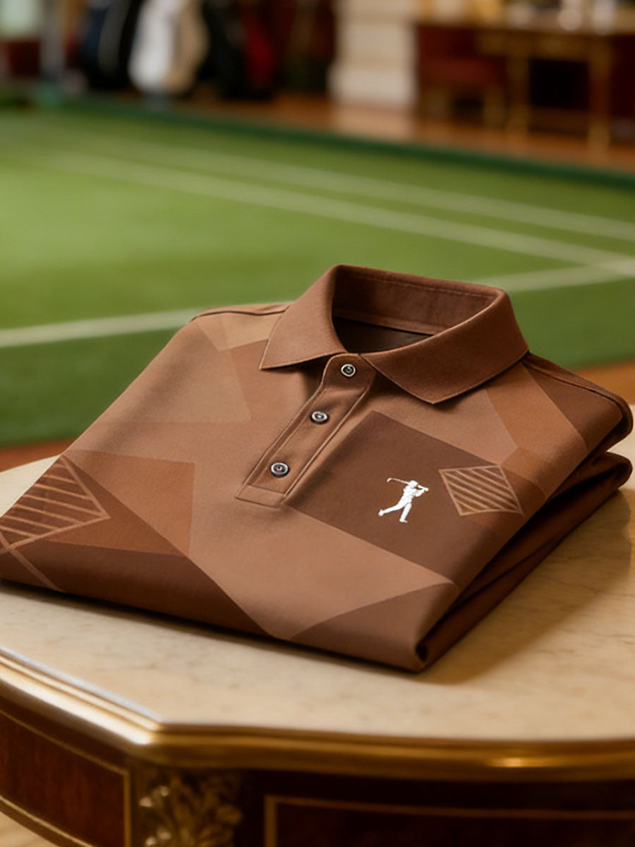 Men's Vintage Business Style Printed Casual Polo Shirt