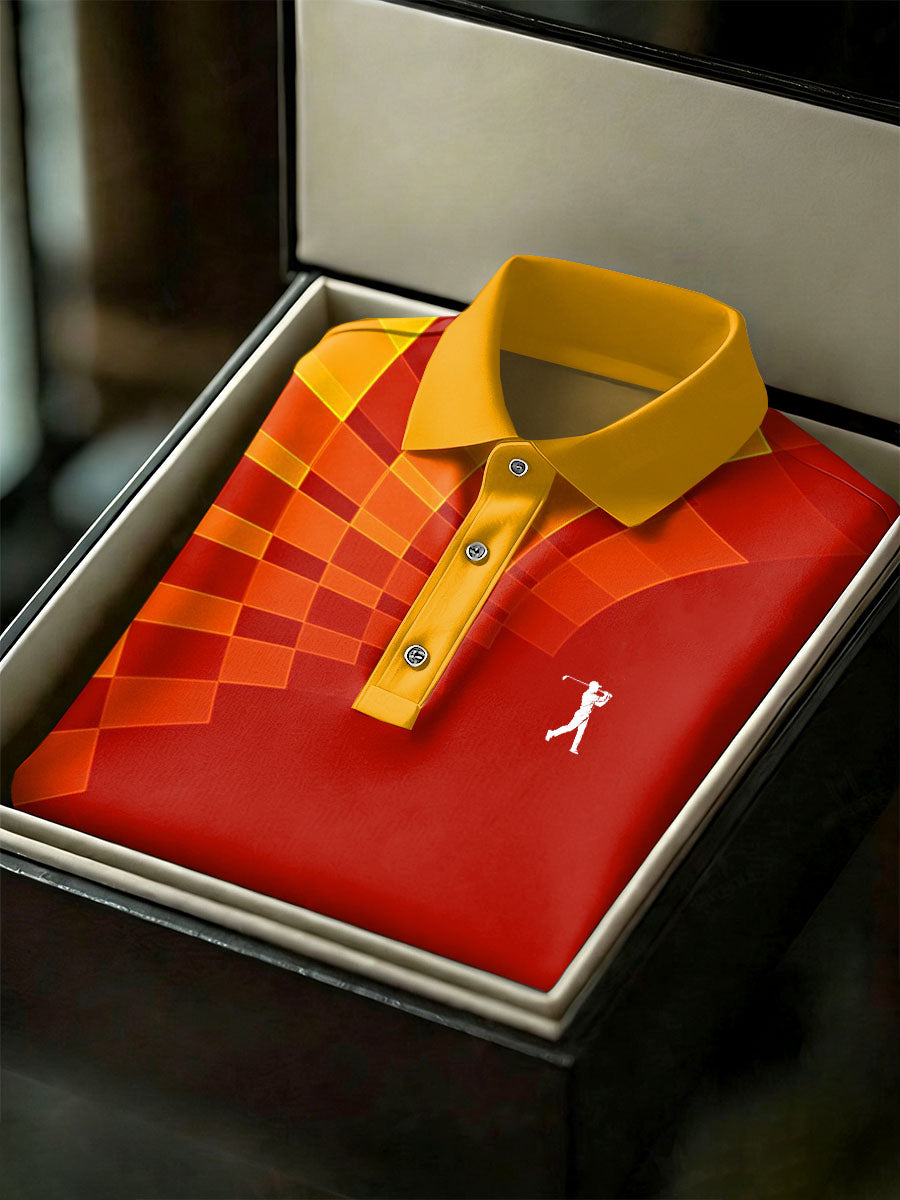 Men's Vintage Business Style Printed Casual Polo Shirt