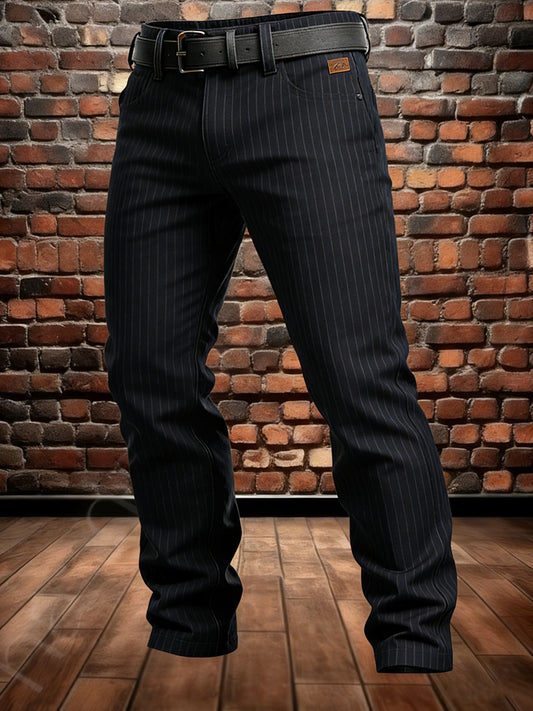 Men's Retro Vacation Business Stripe Art Print Casual Workwear Trousers
